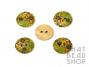 Printed Round Wood Buttons - Lime Retro Flower - CLOSEOUT